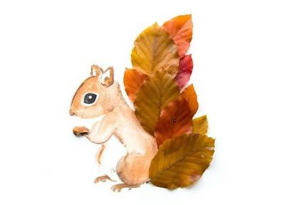 15 نقاشی پاییز بچگانه ساده با مداد رنگی، گواش و برگ های پاییزی