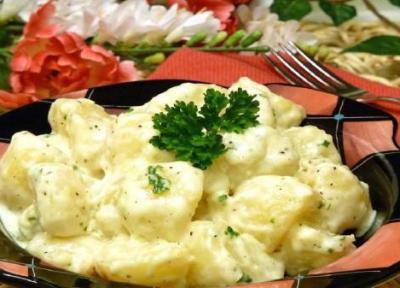 طرز تهیه سیب زمینی پنیری با سس آلفردو